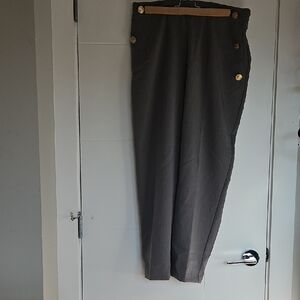 Zara Womens Charcoal Pants with Gold Button Accents
